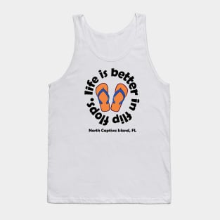 life is better in flip flops. orange logo Tank Top